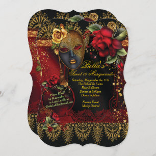 Romantique Masquerade Sweet 16 Invitations de fête