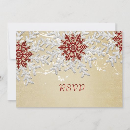 Romantique Noël Snowflakes carte RSVP (Dos)