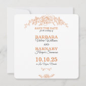 Romantique Orange & Blanc Enregistrer la carte Dat (Devant)