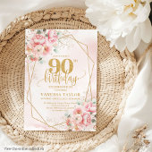 Romantique Pastel Pink Gold Peonies 90e Invitation