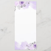Romantique Pastel Purple Floral Chic Mariage Menu (Dos)