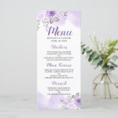 Romantique Pastel Purple Floral Chic Mariage Menu (Debout devant)