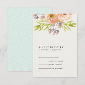 ROMANTIQUE PEACH ROSE BLANC HORS BLANC FLORAL RSVP (Devant / Derrière)