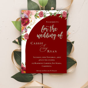 Romantique Pêche Rouge Faire-part de mariage d'arc