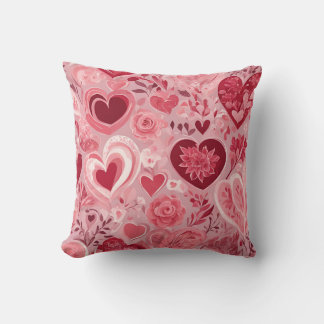 Romantique Peint Coussin avec Coeurs