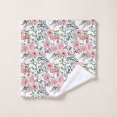 Romantique Peoné rose et Rose Floral (Gant de toilette)