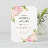 Romantique Peonies rose Mariage Invitations (Debout devant)