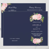 Romantique Peonies roses Programmes de mariage (Devant / Derrière)