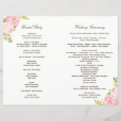 Romantique Peonies roses Programmes de mariage (Dos)