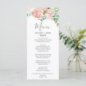 Romantique Peony Flowers Diner Carte Menu (Debout devant)
