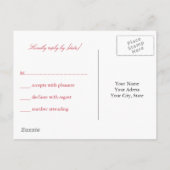 Romantique Red Roses Mariage RSVP carte postale (Dos)