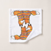 Romantique Renard Rouge Couple Orange sur Blanc (Gant de toilette)