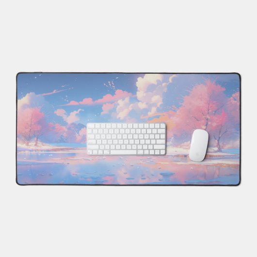 Romantique rose cerisier en fleurs en hiver (Clavier et souris)