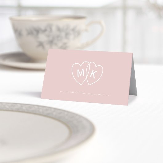 Romantique rose Coeurs Monogrammes Table Cartes de