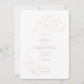 Romantique rose dessiné Floral Invitation Annivers (Devant)