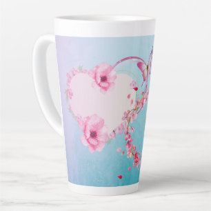 Romantique rose et bleu Floral Grosse Mug Latte