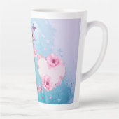 Romantique rose et bleu Floral Grosse Mug Latte (Droite)