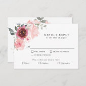 Romantique rose et Bourgogne RSVP avec Entres (Devant / Derrière)