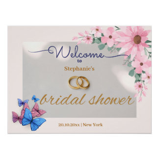 romantique rose fleurie douche d'accueil poster