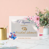 romantique rose fleurie douche d'accueil poster (Mariage)