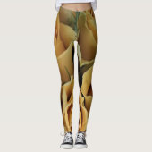 Romantique Rose Fleurs d'or Jaune Leggings floraux (Devant)