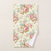 Romantique rose Rose anglais sur jaune pâle (Serviette à main)