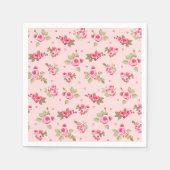Romantique Rose rose florale serviettes jetables (Devant)