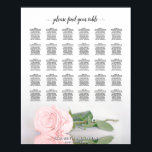 Romantique Rose Rose Rose 30 Tableau Mariage de ta<br><div class="desc">Cette belle carte de sièges mariages présente l'image d'un rose à long tige rose vif couché sur son côté réfléchissant dans l'eau avec des vagues et des ondulations. Le titre dit "s'il vous plaît trouvez votre table" dans élégante calligraphie de script en dentelle. Il y a de la place pour...</div>