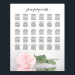 Romantique Rose Rose Rose 30 Tableau Mariage de ta<br><div class="desc">Cette belle carte de sièges mariages présente l'image d'un rose à long tige rose vif couché sur son côté réfléchissant dans l'eau avec des vagues et des ondulations. Le titre dit "s'il vous plaît trouvez votre table" dans élégante calligraphie de script en dentelle. Il y a de la place pour...</div>