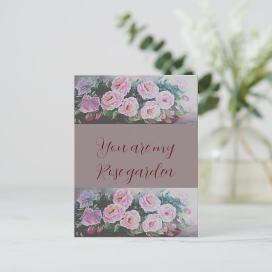 Romantique ROSE SAUVAGE ROSE PEINTURE CARTE POSTAL (Debout devant)