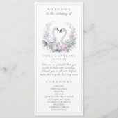 Romantique Rose Swan Couple Wedding Programme (Devant)