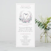 Romantique Rose Swan Couple Wedding Programme (Debout devant)