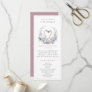 Romantique Rose Swan Couple Wedding Programme