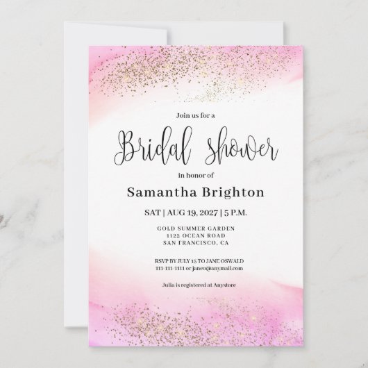 Romantique rose teintes nuptiale Invitation de dou (Devant)