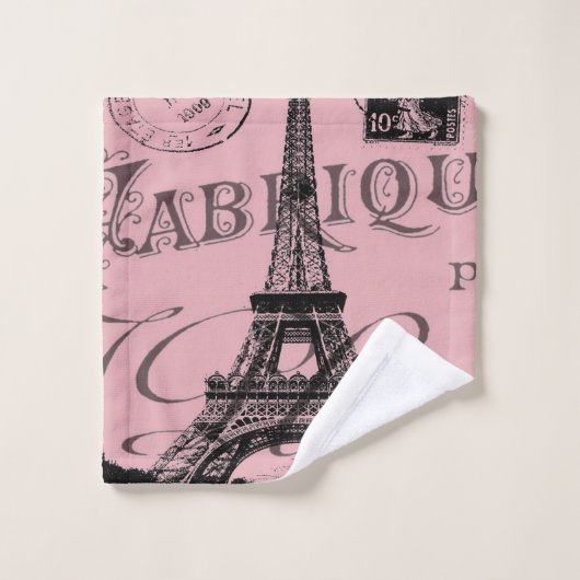 romantique rose vintage paris tour eiffel (Gant de toilette)
