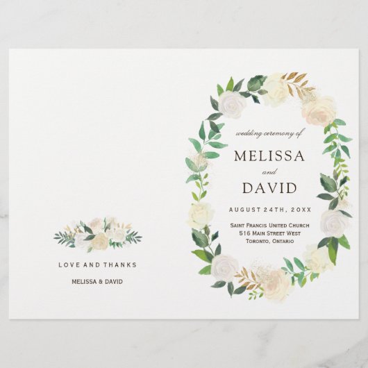 Romantique Rose Woodland Programmes de mariage (Devant)