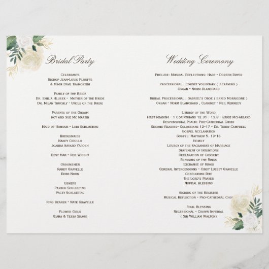 Romantique Rose Woodland Programmes de mariage (Dos)