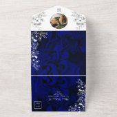 Romantique Royal Blue Floral Faire-part de mariage (Dehors)