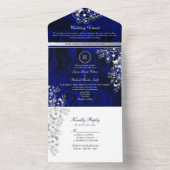 Romantique Royal Blue Floral Faire-part de mariage (À l'intérieur)