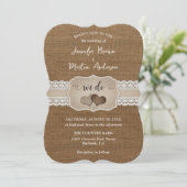 Romantique Rustique Burlap et dentelle Faire-part  (Debout devant)