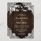 Romantique Rustique dentelle en bois Invitations d (Devant / Derrière)