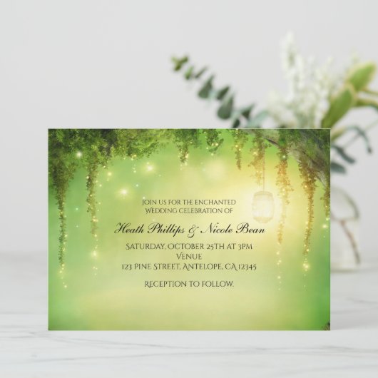 Romantique Rustique Enchanted Forêt Invitations (Debout devant)