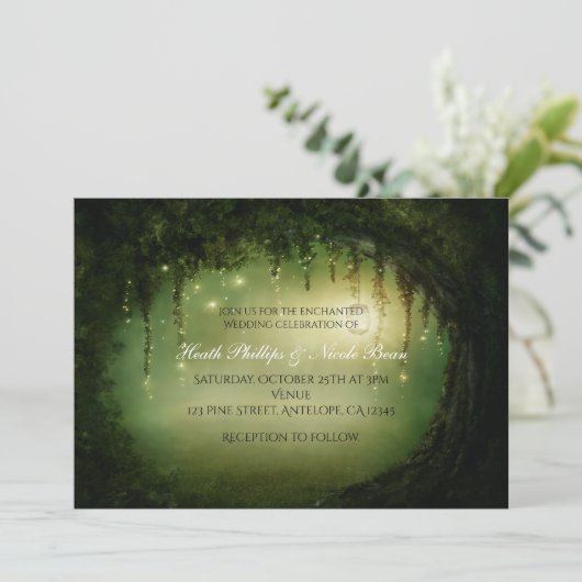 Romantique Rustique Enchanted Forêt Invitations (Debout devant)