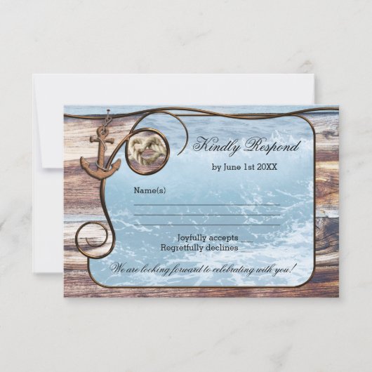 Romantique Rustique mariage Nautique carte RSVP (Devant)