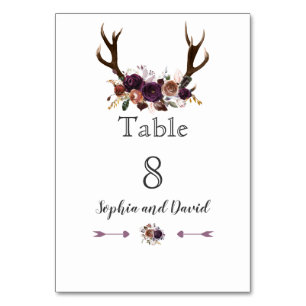 Romantique Rustique Marsala Floral Numéro de table