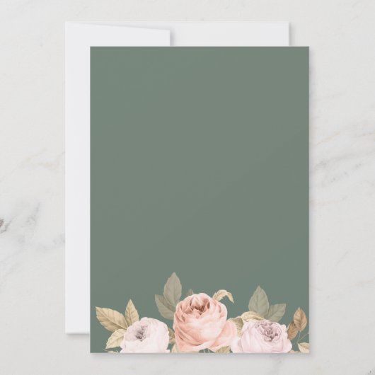 Romantique Sage Green Peony Faire-part de mariage (Dos)