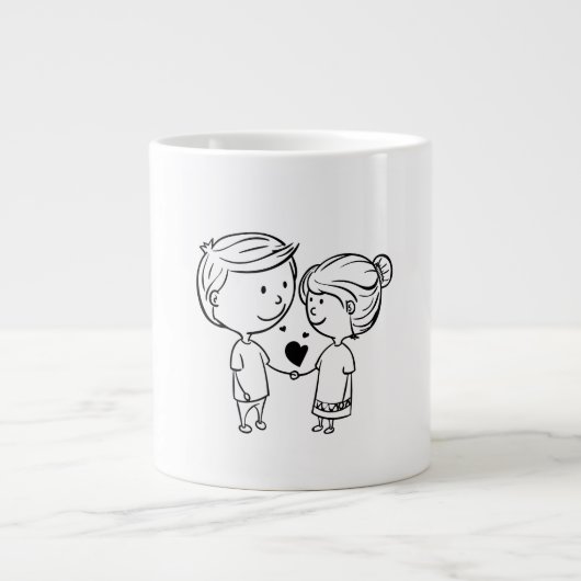 Romantique Saint Valentin Couple Clipart Mug (Devant)