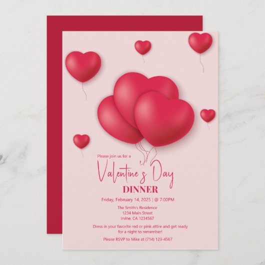 Romantique Saint Valentin Fête Invitation (Devant / Derrière)