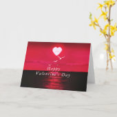 Romantique Sea Sunset Heart Carte Saint-Valentin (Fleur jaune)