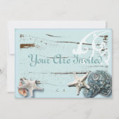 Romantique Seashells Plage Mariage Invitation (Devant)